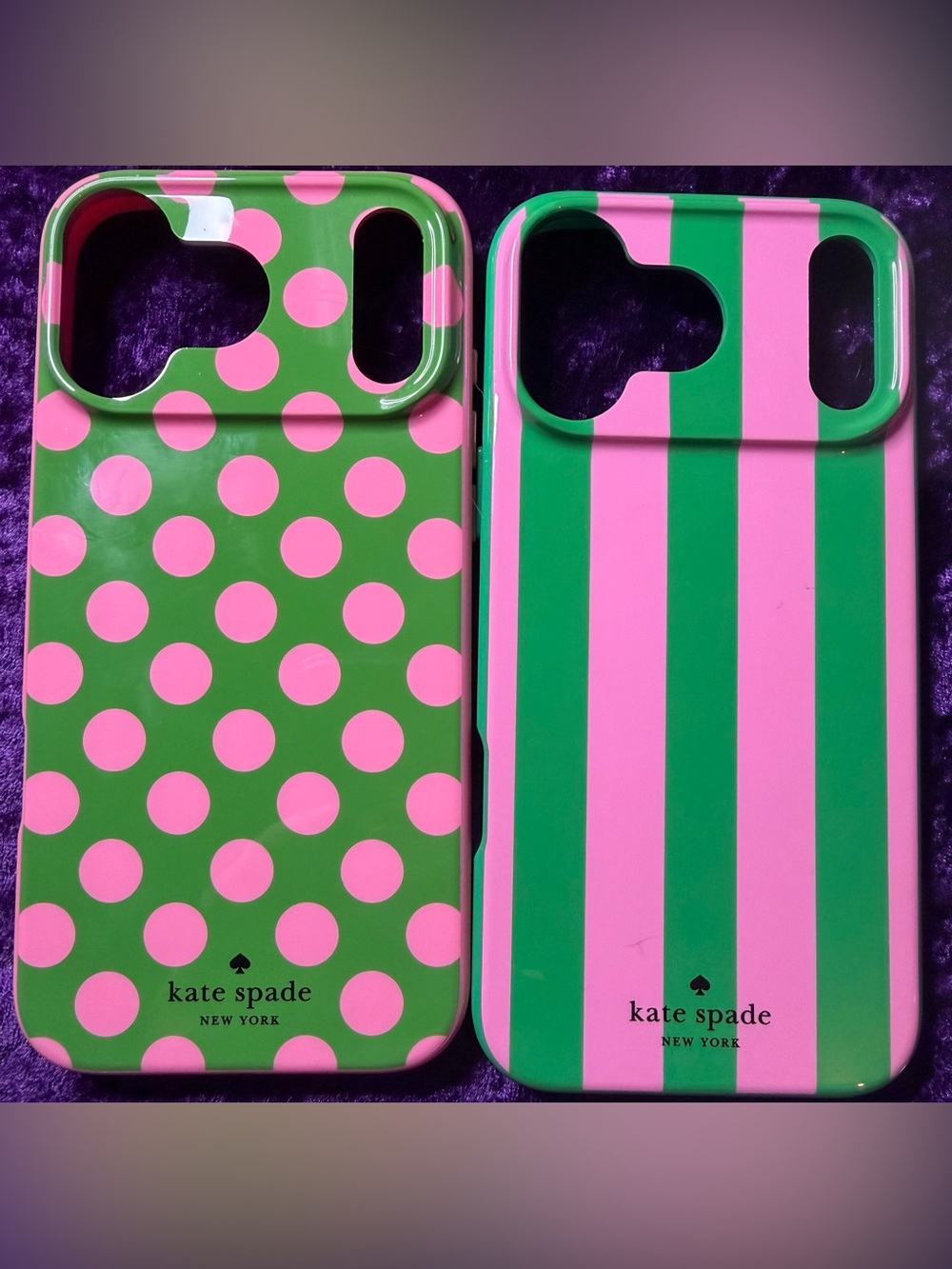 Kate Spade Pink & Green Polka Dot and Stripe iPhone Case Set 17 ProMax